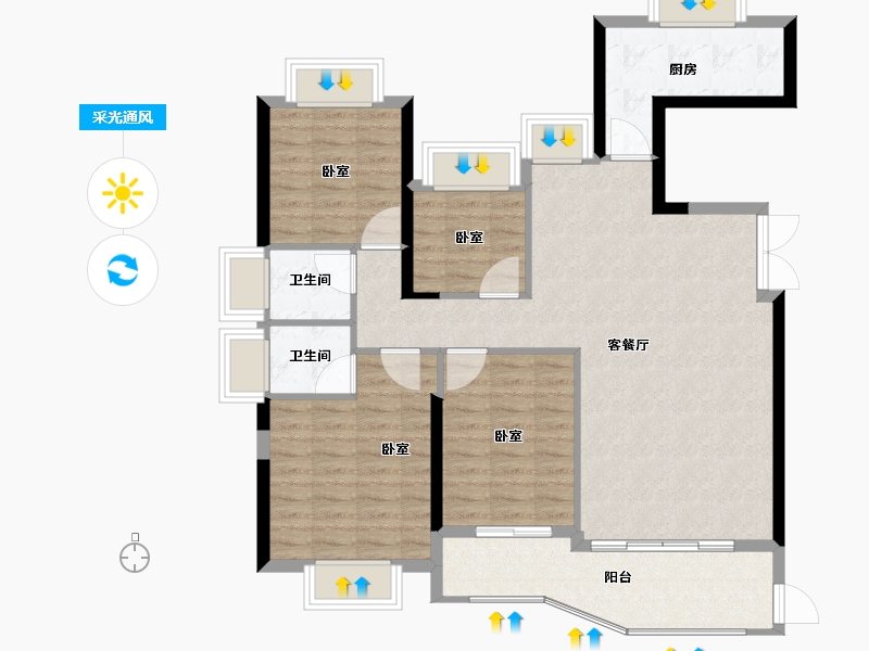 福建省-福州市-贵安新天地公寓-106.00-户型库-采光通风