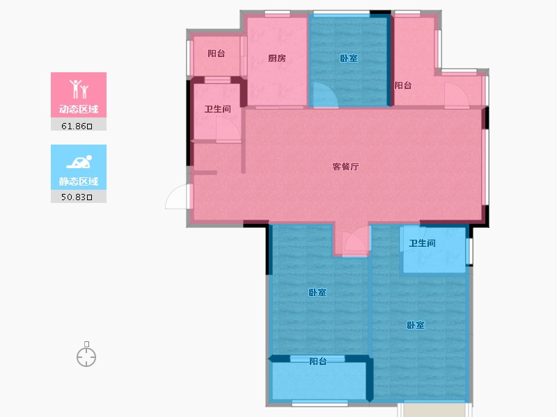 浙江省-宁波市-乐江名庭-102.00-户型库-动静分区