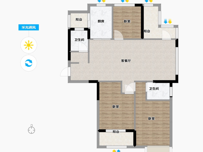 浙江省-宁波市-乐江名庭-102.00-户型库-采光通风