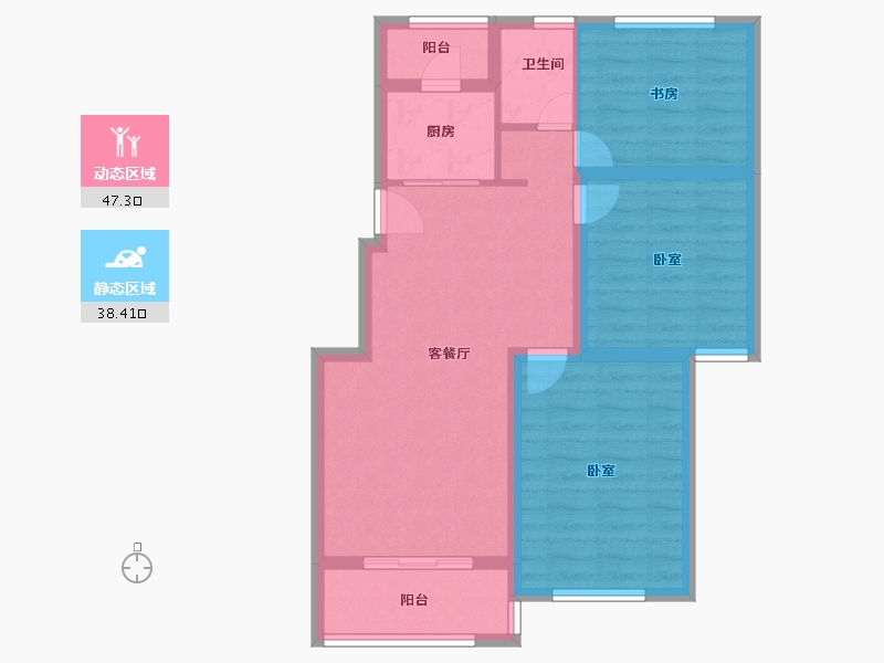 安徽省-淮南市-龙成奥韵-76.30-户型库-动静分区