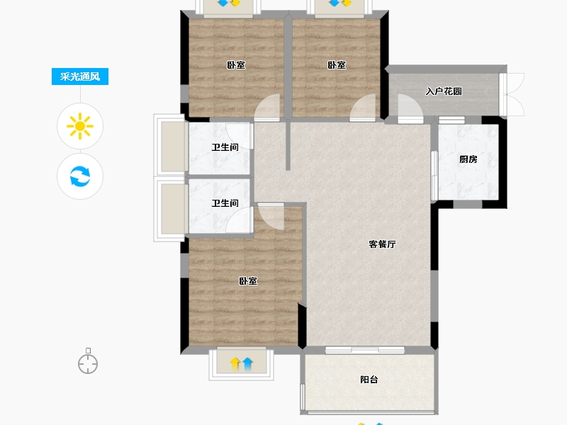 福建省-福州市-贵安新天地公寓-87.99-户型库-采光通风