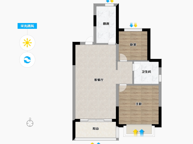 安徽省-六安市-新滨湖恒大文化旅游城-61.00-户型库-采光通风