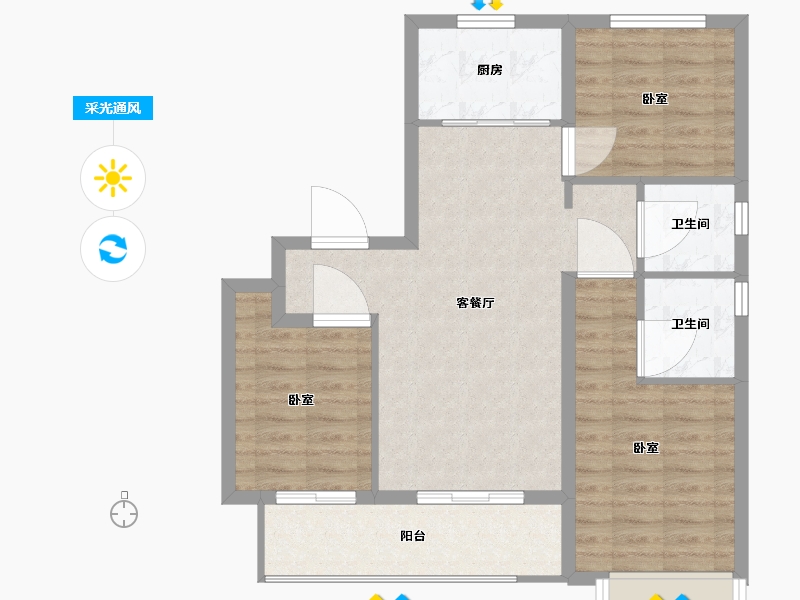 浙江省-宁波市-荣盛御湖天境-79.01-户型库-采光通风