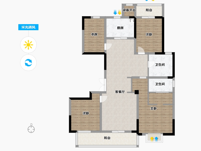 江苏省-淮安市-悦达君悦府-136.00-户型库-采光通风