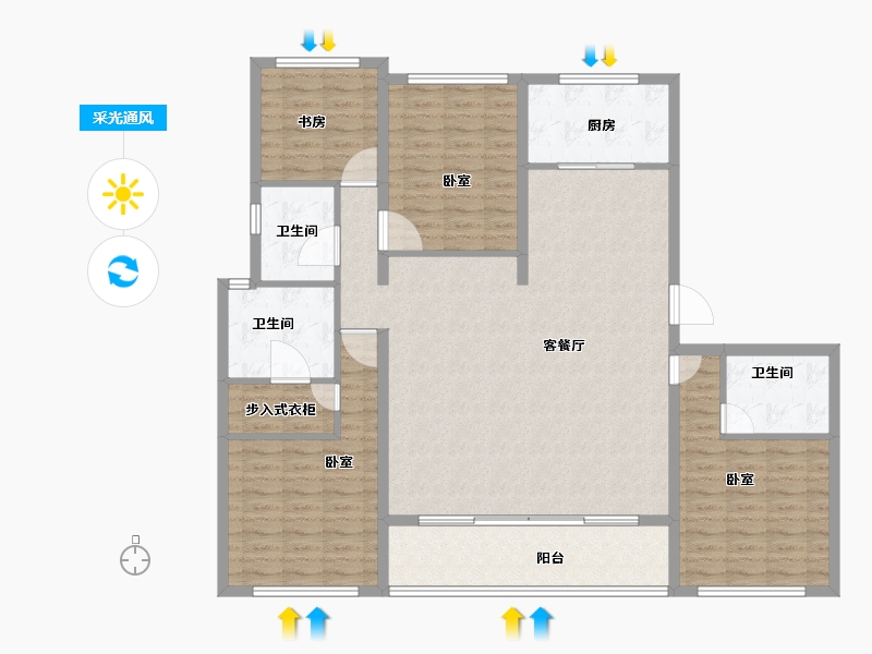 浙江省-宁波市-融创信达宁波府-136.00-户型库-采光通风