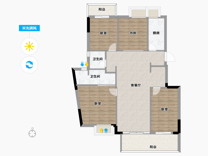 福建省-福州市-三江花语-102.00-户型库-采光通风