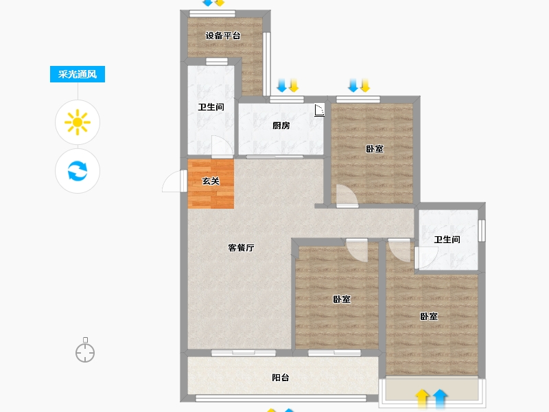 浙江省-宁波市-绿城·春月江澜-90.00-户型库-采光通风