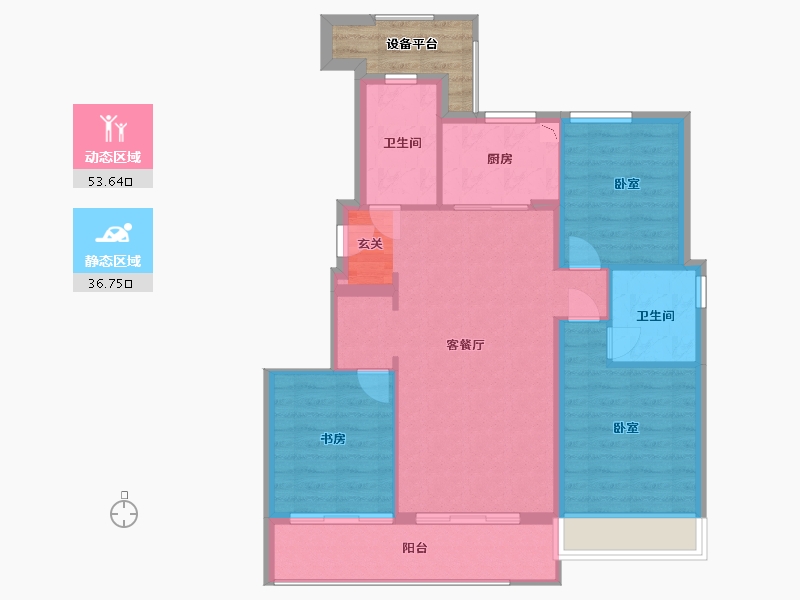 浙江省-宁波市-绿城·春月江澜-85.99-户型库-动静分区