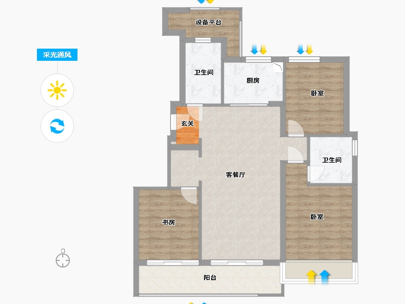 浙江省-宁波市-绿城·春月江澜-85.99-户型库-采光通风