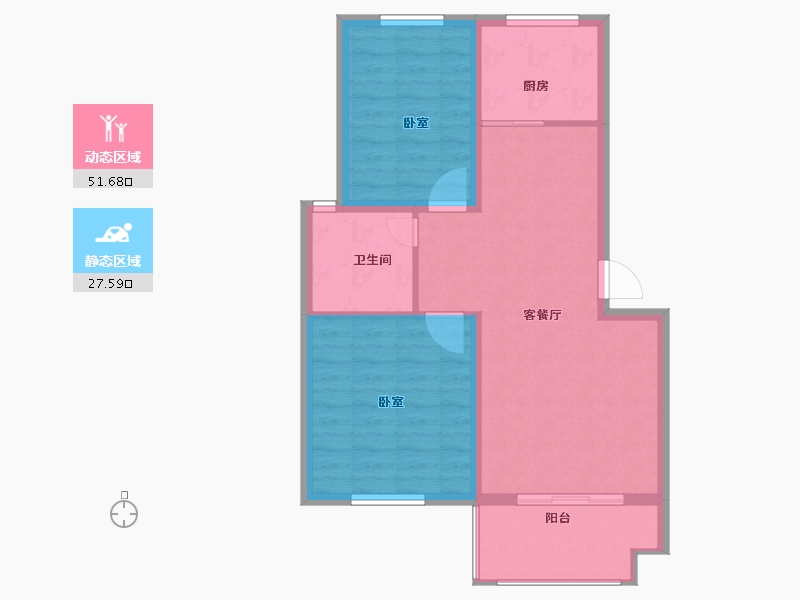 江苏省-宿迁市-万厦四季华廷-71.60-户型库-动静分区