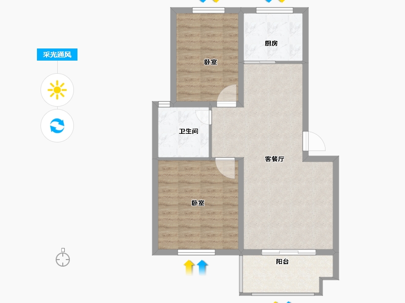 江苏省-宿迁市-万厦四季华廷-71.60-户型库-采光通风