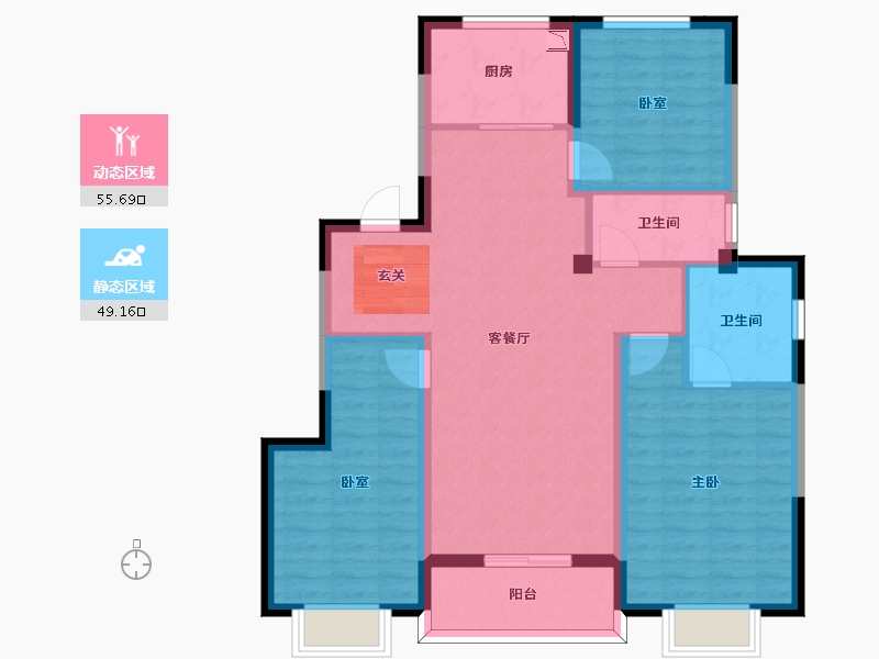 浙江省-宁波市-融创杭州湾壹号-94.00-户型库-动静分区