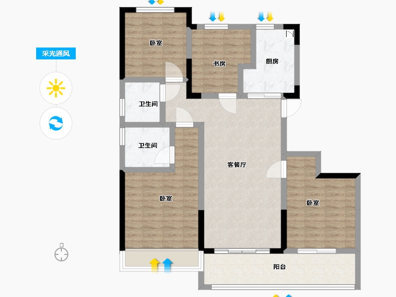 浙江省-宁波市-荣安江枫晓月-100.00-户型库-采光通风