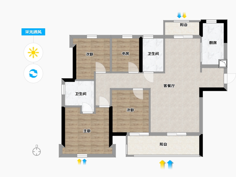 福建省-宁德市-古田三盛璞悦山河-88.00-户型库-采光通风