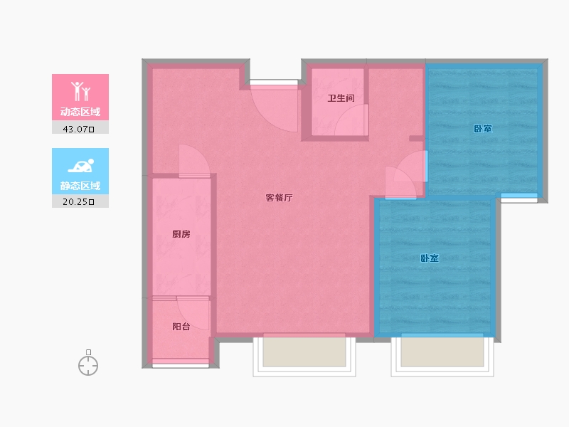 宁夏回族自治区-石嘴山市-鹿先生的洋房-66.00-户型库-动静分区