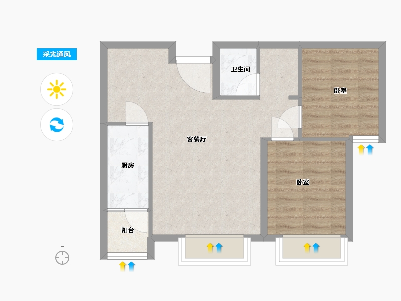 宁夏回族自治区-石嘴山市-鹿先生的洋房-66.00-户型库-采光通风