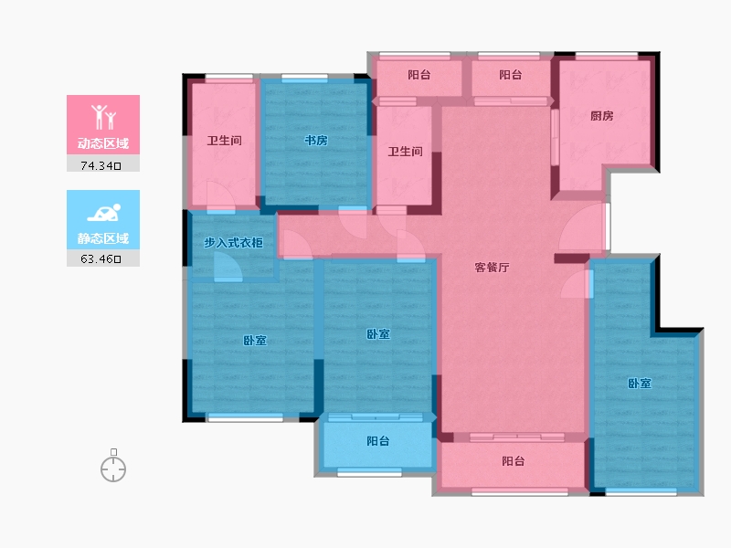 浙江省-宁波市-蓝城·明庐-121.51-户型库-动静分区