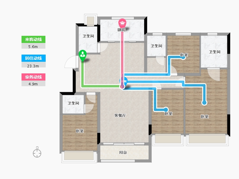 浙江省-湖州市-湖州蓝光雍锦园-136.00-户型库-动静线