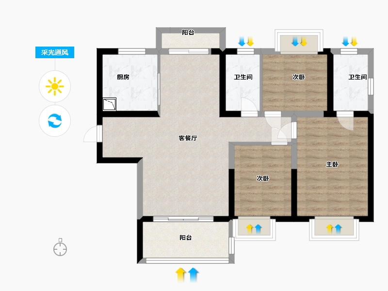 福建省-南平市-碧桂园·外滩府-84.00-户型库-采光通风