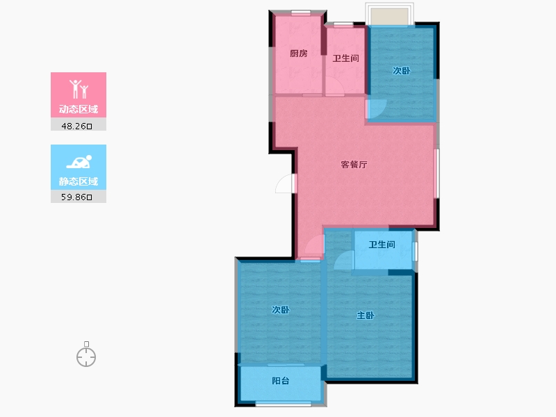 江苏省-盐城市-御景尊园-96.80-户型库-动静分区