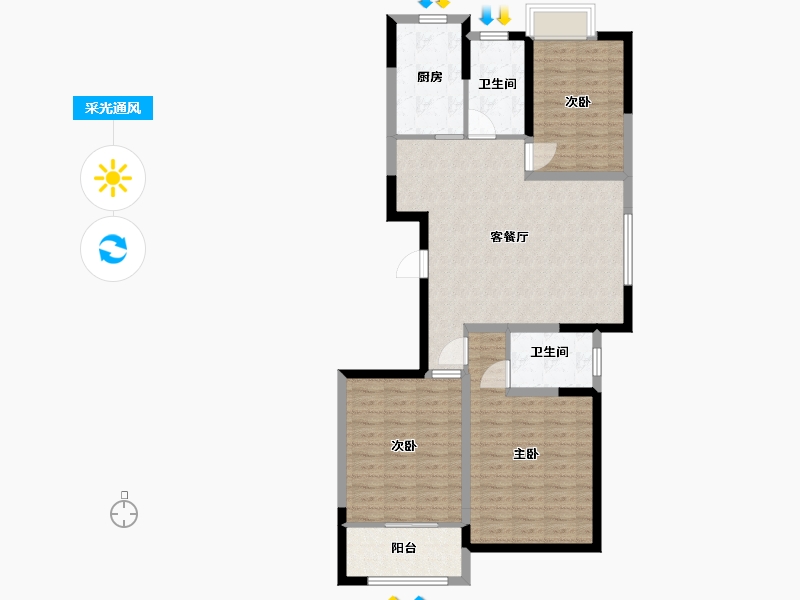 江苏省-盐城市-御景尊园-96.80-户型库-采光通风