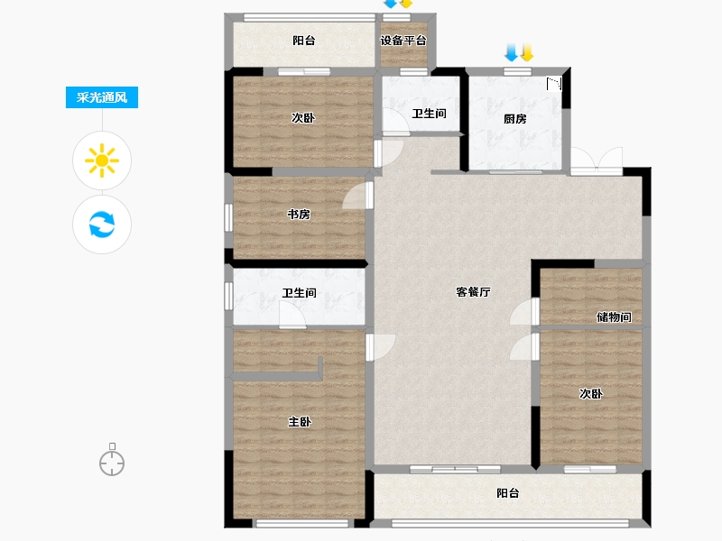 江苏省-淮安市-悦达君悦府-148.80-户型库-采光通风