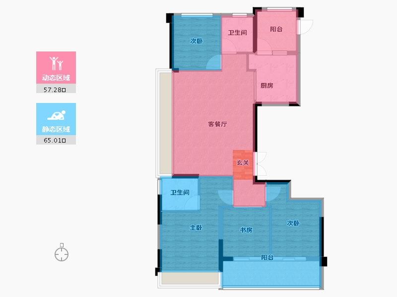 浙江省-台州市-荣安东宸府-111.00-户型库-动静分区