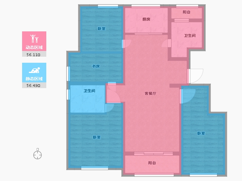 浙江省-宁波市-蓝城·明庐-100.00-户型库-动静分区