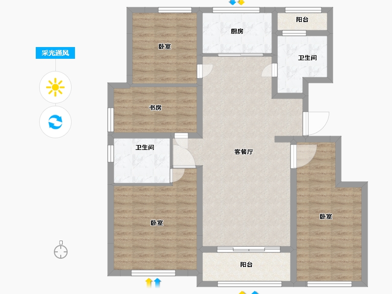 浙江省-宁波市-蓝城·明庐-100.00-户型库-采光通风