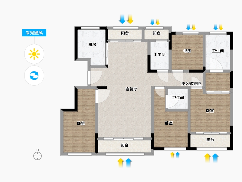 浙江省-宁波市-蓝城·明庐-146.00-户型库-采光通风