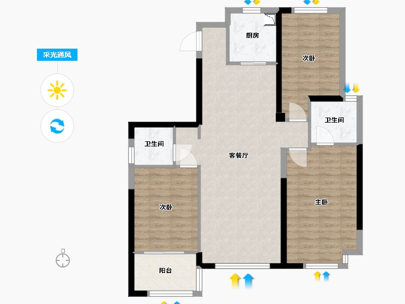 福建省-福州市-中庚香匯融江-91.00-户型库-采光通风