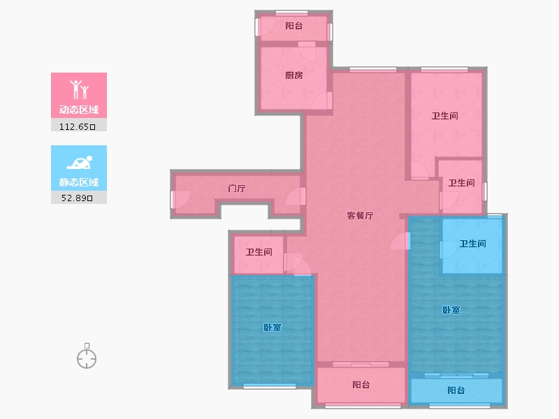 浙江省-杭州市-中海御道-148.88-户型库-动静分区