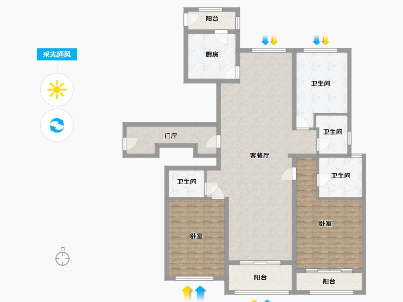 浙江省-杭州市-中海御道-148.88-户型库-采光通风