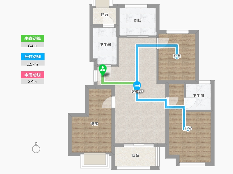 浙江省-杭州市-万科劝学里-73.52-户型库-动静线