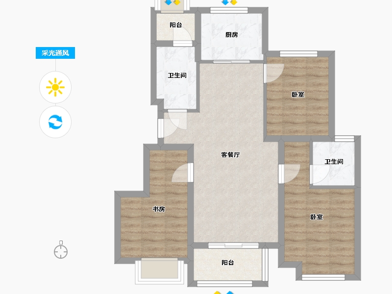 浙江省-杭州市-万科劝学里-73.52-户型库-采光通风