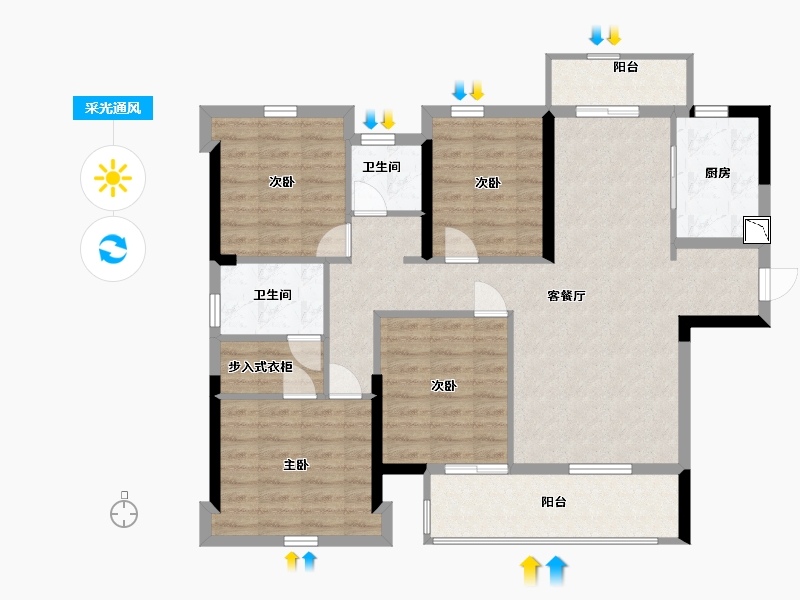 福建省-宁德市-古田三盛璞悦山河-102.00-户型库-采光通风