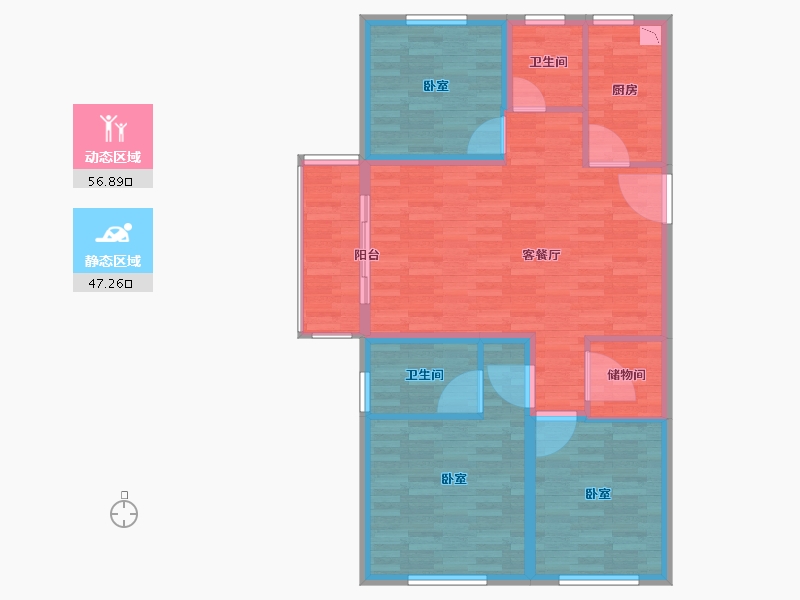 江苏省-宿迁市-宿迁碧桂园·文景阁-94.01-户型库-动静分区