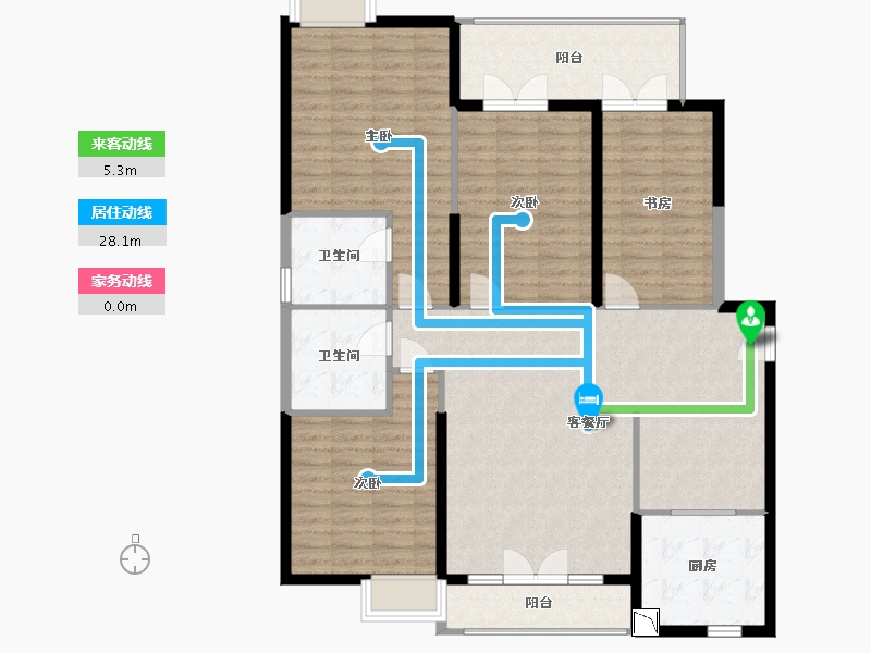 湖北省-武汉市-同馨花园雍豪府-131.38-户型库-动静线