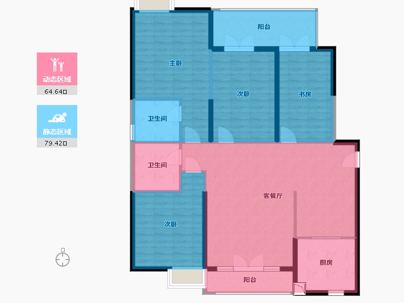 湖北省-武汉市-同馨花园雍豪府-131.38-户型库-动静分区