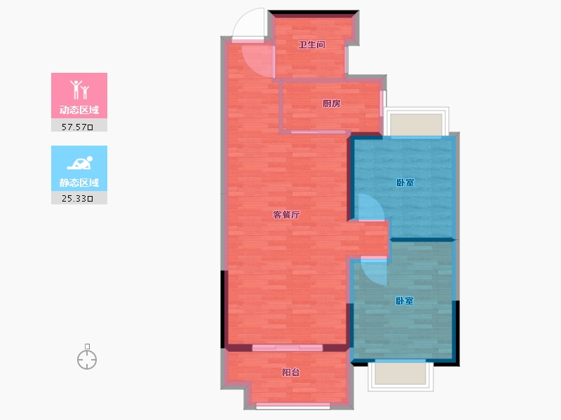 江苏省-扬州市-联创星地雅苑-75.00-户型库-动静分区