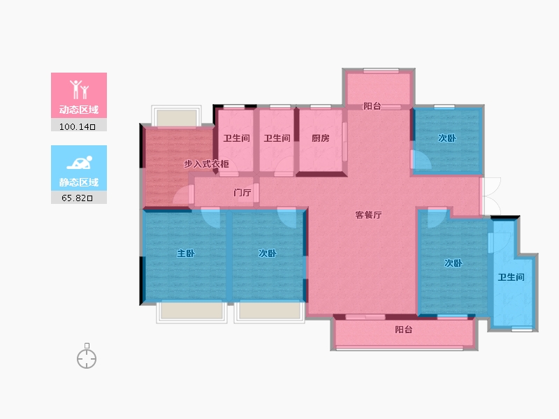 江苏省-扬州市-香茗湖1号-147.00-户型库-动静分区