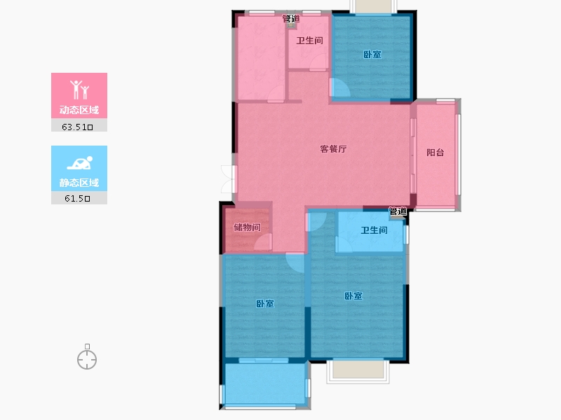 安徽省-淮南市-中电科·八号院-113.01-户型库-动静分区