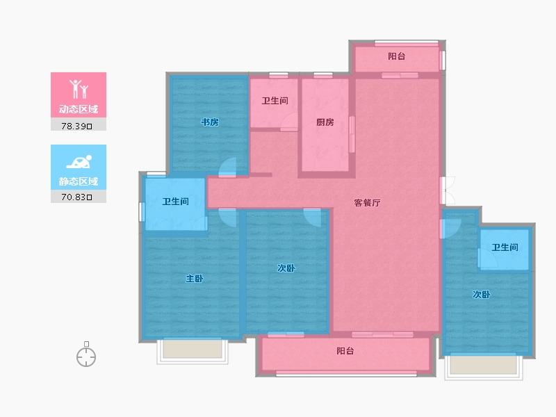 江苏省-扬州市-中远·桃源墅-133.99-户型库-动静分区