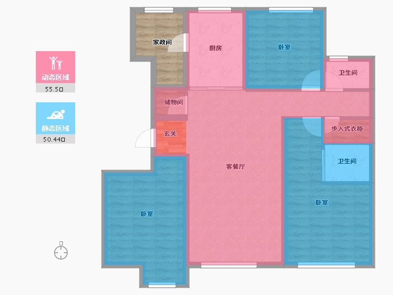 新疆维吾尔自治区-乌鲁木齐市-万科金域华府二期-100.18-户型库-动静分区