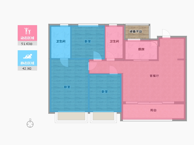 浙江省-宁波市-绿城·春月江澜-87.99-户型库-动静分区