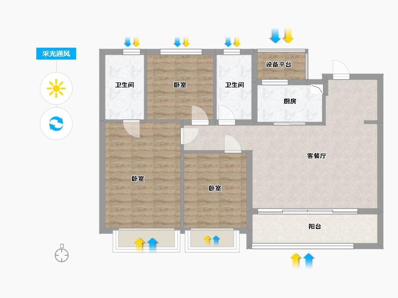 浙江省-宁波市-绿城·春月江澜-87.99-户型库-采光通风