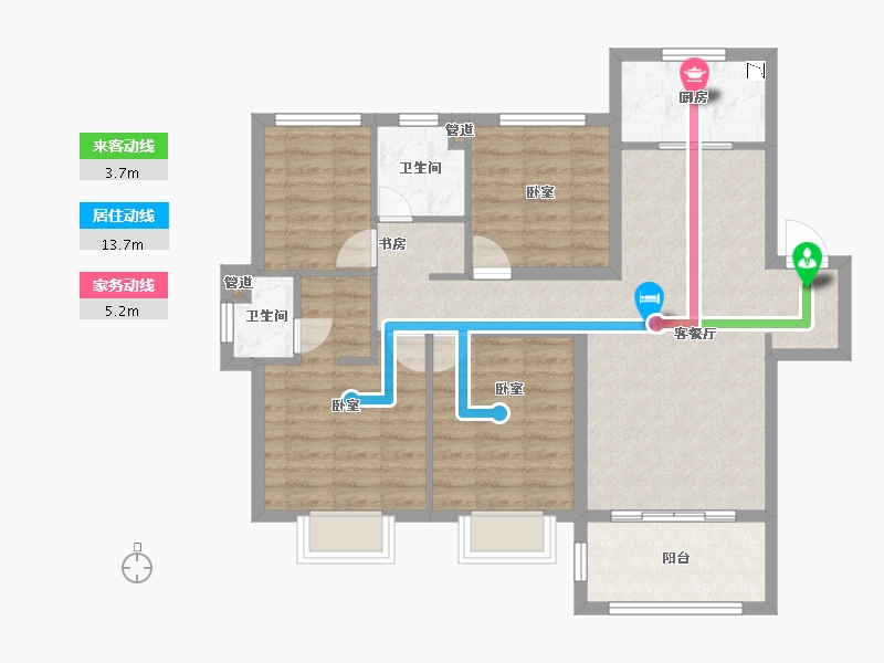 安徽省-淮南市-孔雀城时代北宸-88.00-户型库-动静线