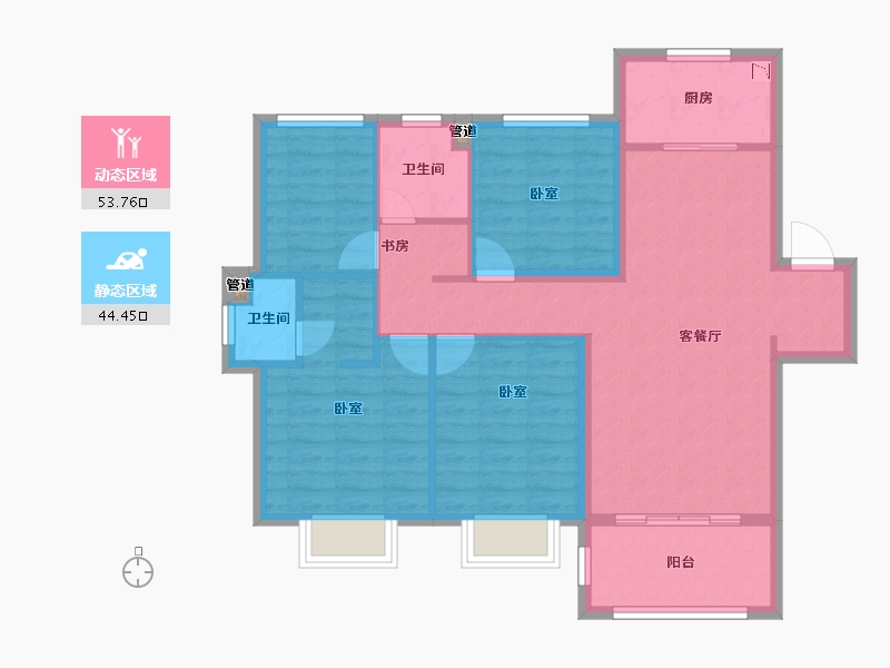 安徽省-淮南市-孔雀城时代北宸-88.00-户型库-动静分区