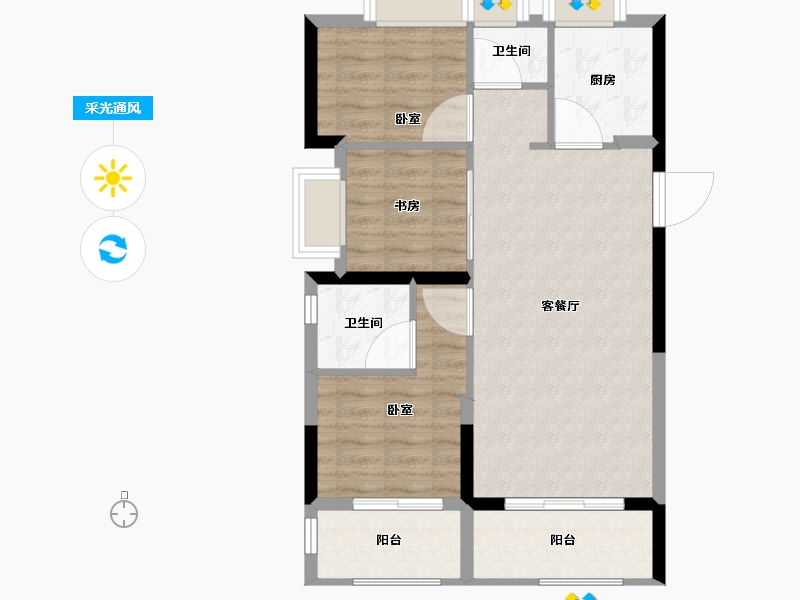 福建省-福州市-旭辉·江南赋-71.00-户型库-采光通风