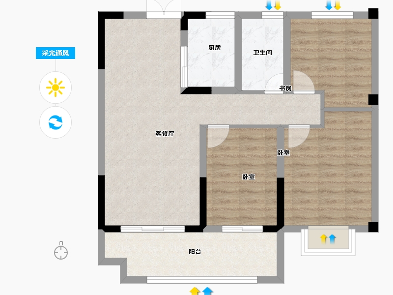 安徽省-淮南市-京冠学府里-79.01-户型库-采光通风